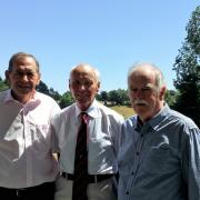 Milestone moments - Alan Hands (left), captain John Wheatley (centre) and Keith Oxborrow following Stoke by Nayland Golf Club Seniors Captain's Charity Day