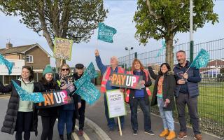 Pay up - NEU members at St Benedict's Catholic College walked out today