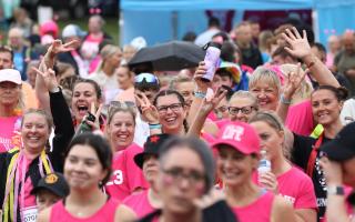 V for victory - a pink army warmed up in Lower Castle Park