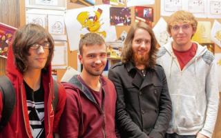 Four Essex Uni students have developed and marketed a game after being selected for Virgin Media 100 Day Game Project. From left: Guy Cass, Joe Le Grice, Dan Scott and Dave Pearson