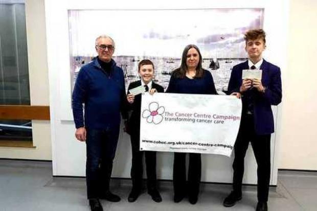 Support - Peter Wilson, Chairman of the Cancer Centre Campaign, Anne Boylan and her sons Callum and Connor