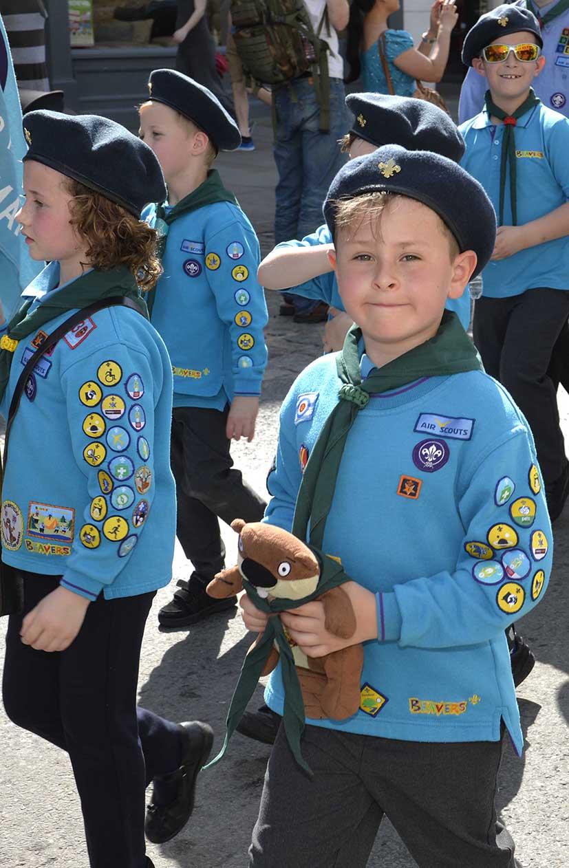Scouting groups gather for the St George's Day Parade in Colchester